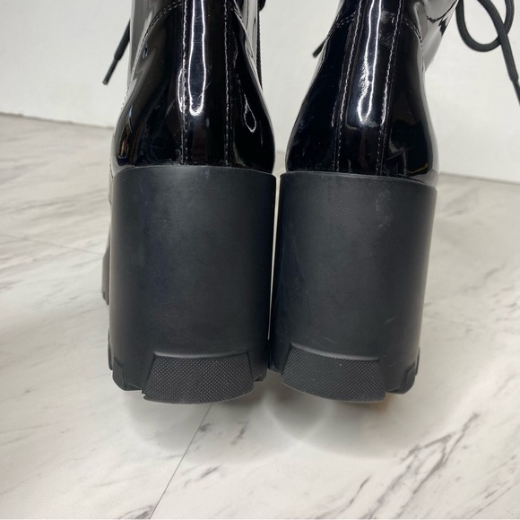 BP Masson Black Patent Heeled Lace Up Boot 8M - Picture 4 of 15